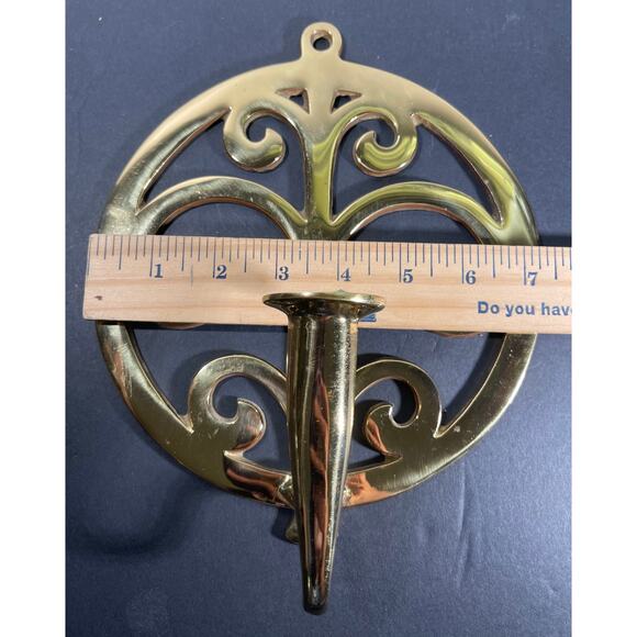 Vintage Virginia Metalcrafters Brass Wall Sconce Single Candle Tree of Life - Picture 6 of 6